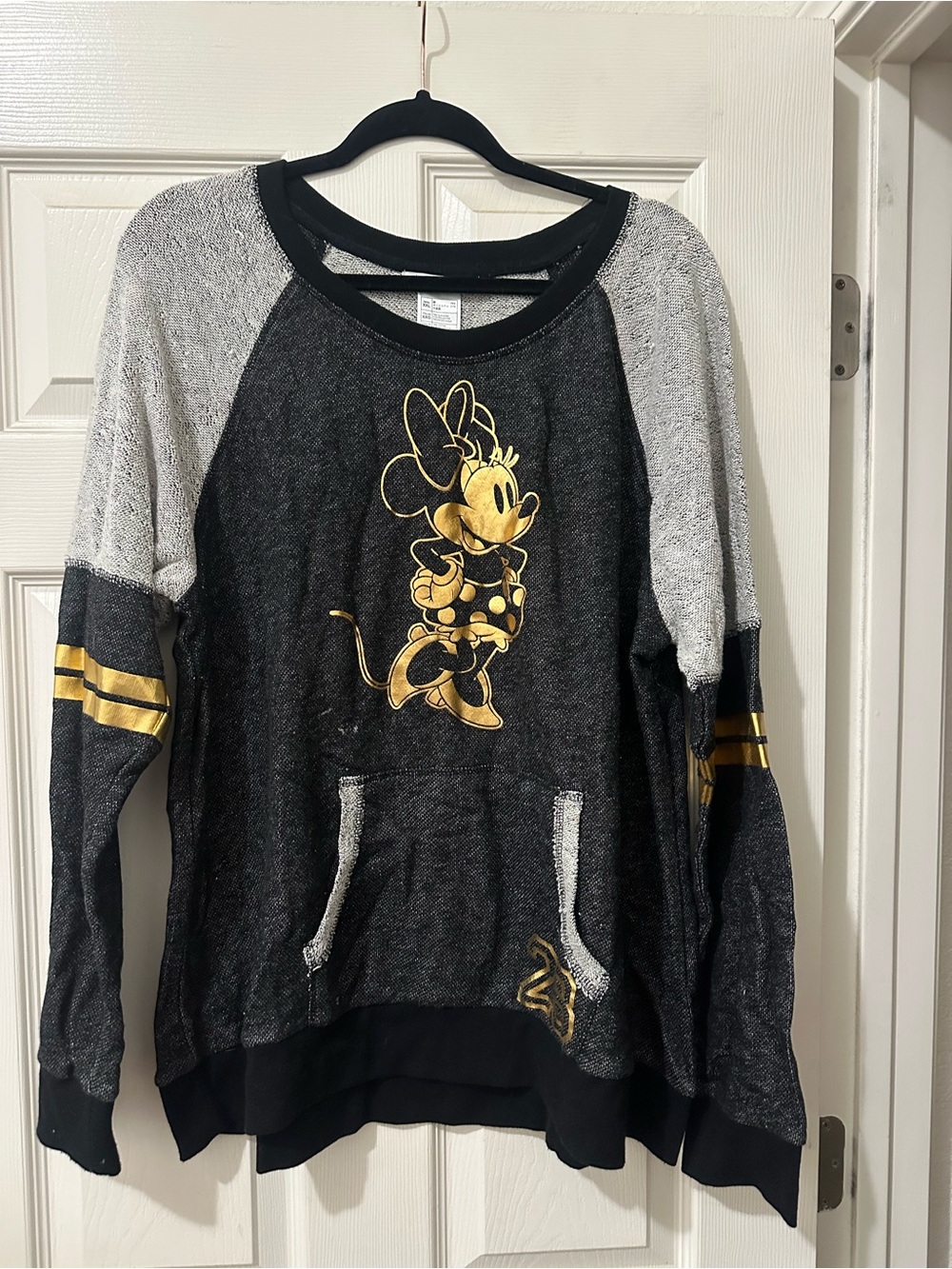 Disney Minnie Mouse Black and Gold Raglan Sweater